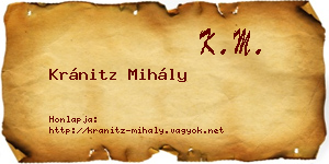 Kránitz Mihály névjegykártya